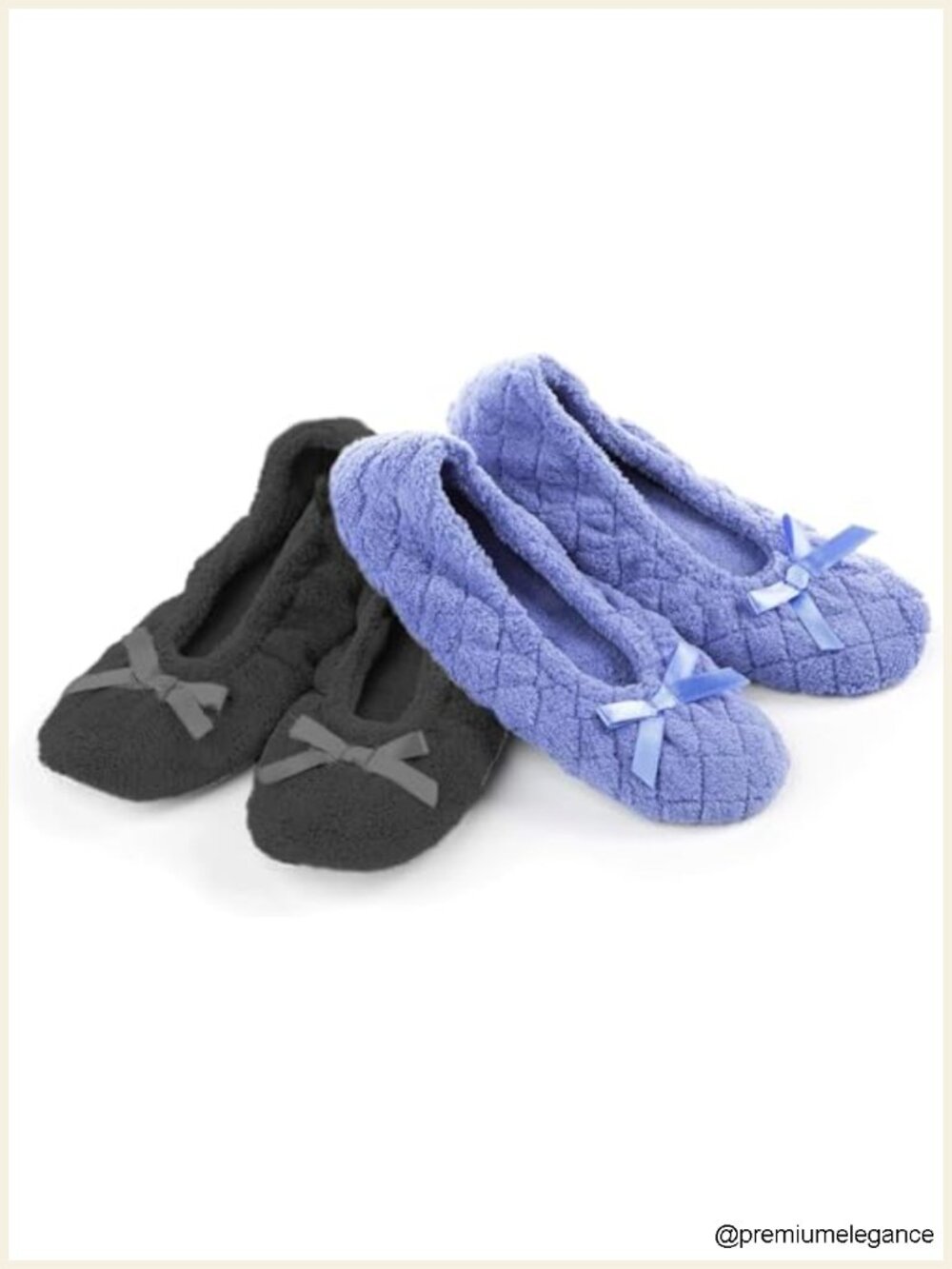2 Pack Satin Bow Ballerina Slippers Microterry Women's House Shoes